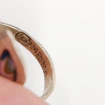 MEXICAN SILVER & ABALONE RING SIZE 7
