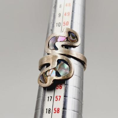MEXICAN SILVER & ABALONE RING SIZE 7