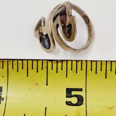 MEXICAN SILVER & ABALONE RING SIZE 7