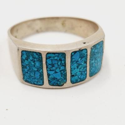 . 925 SILVER & TURQUOISE RING SIZE 9.5