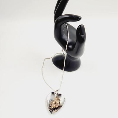 BEAUTIFUL REED & BARTON STERLING SILVER "TOUCH OF GOLD" LOVE BIRD PENDANT