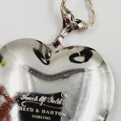 BEAUTIFUL REED & BARTON STERLING SILVER "TOUCH OF GOLD" LOVE BIRD PENDANT