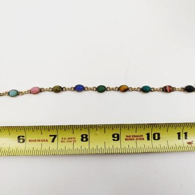 18K GOLD FILLED MULTI COLORED STONE BRACELET