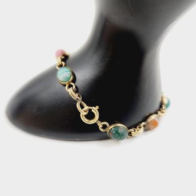 18K GOLD FILLED MULTI COLORED STONE BRACELET