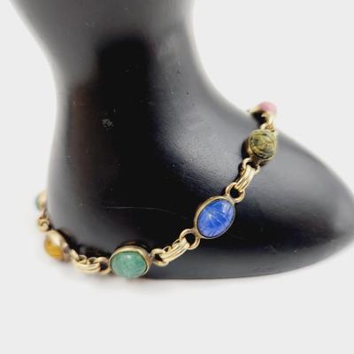 18K GOLD FILLED MULTI COLORED STONE BRACELET