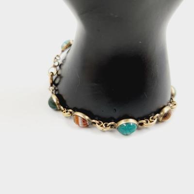 18K GOLD FILLED MULTI COLORED STONE BRACELET