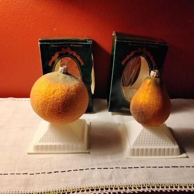 Orange and Pear Glass Ornament