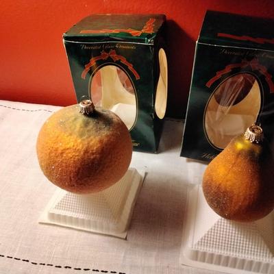 Orange and Pear Glass Ornament
