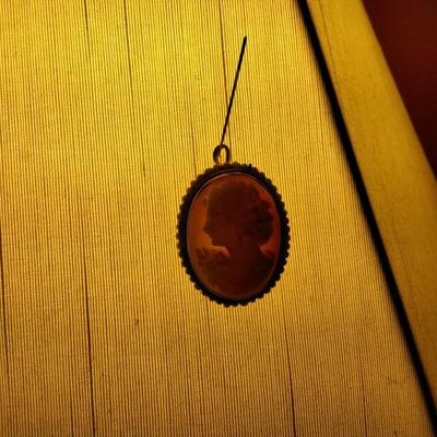 Left Facing Cameo with Seed Pearls Brooch and Pendant