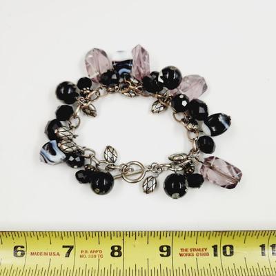 BEAUTIFUL GLASS CHAIN LINK CHARM BRACELET