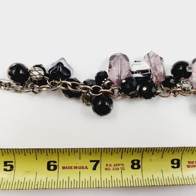 BEAUTIFUL GLASS CHAIN LINK CHARM BRACELET