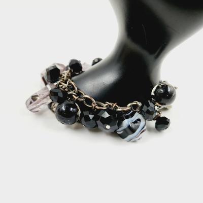 BEAUTIFUL GLASS CHAIN LINK CHARM BRACELET