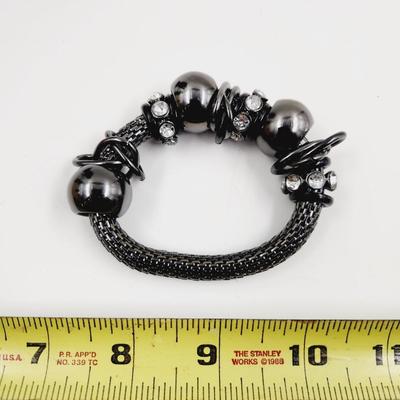 FANTASTIC METAL STRETCHED CHAIN LINK BRACELET W/ BEADS