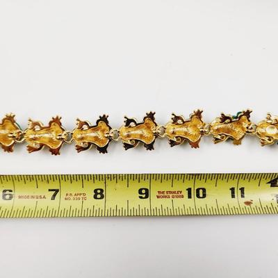 CUTE KJL GOLD TONED & GREEN FROG BRACELET