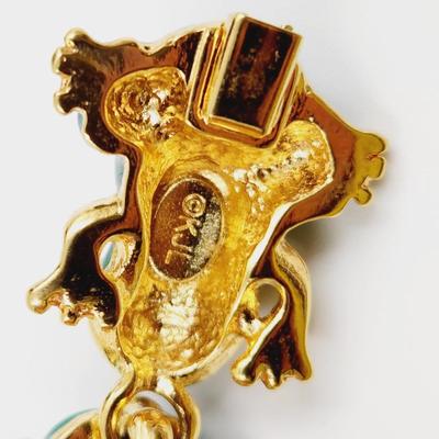CUTE KJL GOLD TONED & GREEN FROG BRACELET