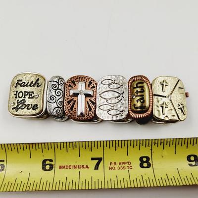 NICE RELIGIOUS 3 TONE METAL STRETCH BRACELET