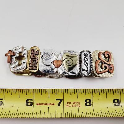 NICE RELIGIOUS 3 TONE METAL STRETCH BRACELET