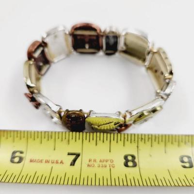 NICE RELIGIOUS 3 TONE METAL STRETCH BRACELET