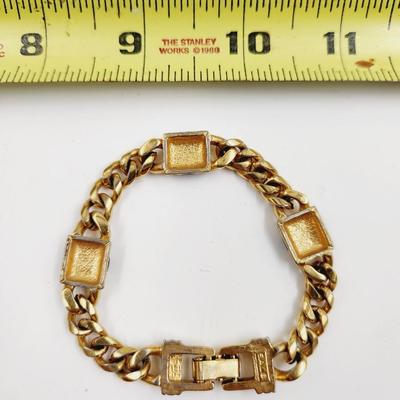 VINTAGE SAL GOLD TONED CHAIN LINK w/ SMALL CRYSTALS BRACELET