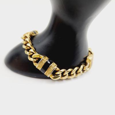 VINTAGE SAL GOLD TONED CHAIN LINK w/ SMALL CRYSTALS BRACELET