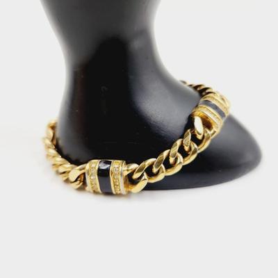 VINTAGE SAL GOLD TONED CHAIN LINK w/ SMALL CRYSTALS BRACELET