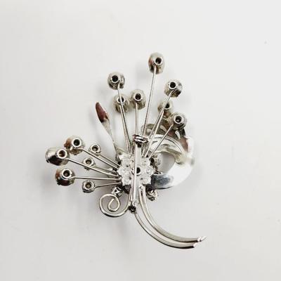 VINTAGE RHINESTONE FLOWER BOUQUET BROOCH