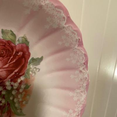 Glazed Pottery Rose Serving Dish