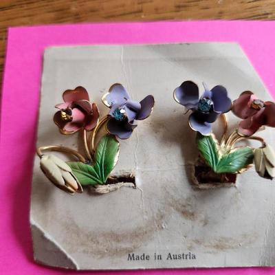 Vintage Austrian Clip-On Earrings