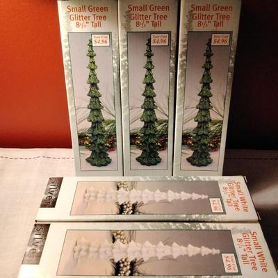 5 Vintage Glitter trees In Boxes