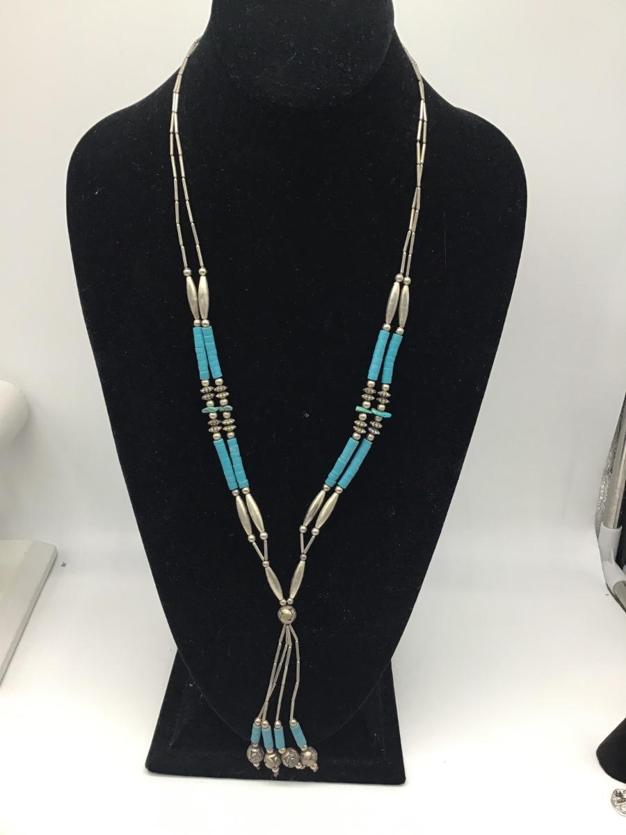 Large Vintage Southwest Style Necklace. Barrel Clasp