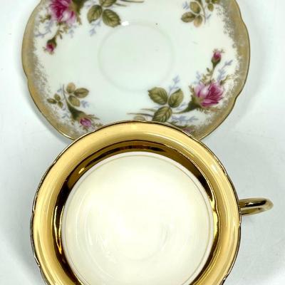 Rose Patterned Gold Rimmed Tea cup and saucer Rosina Made in England