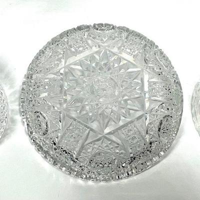 Lot of 3 clear patterned glass candy dishes