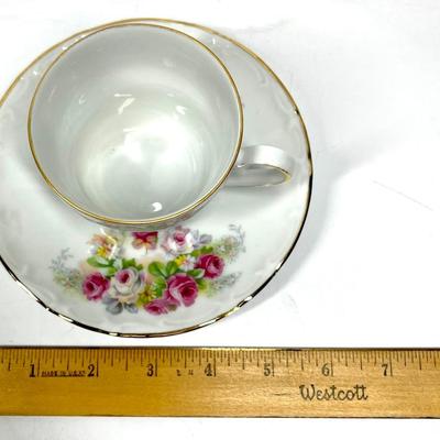 Bareuther Waldsassen Germany rose patterned multicolor tea cup and saucer
