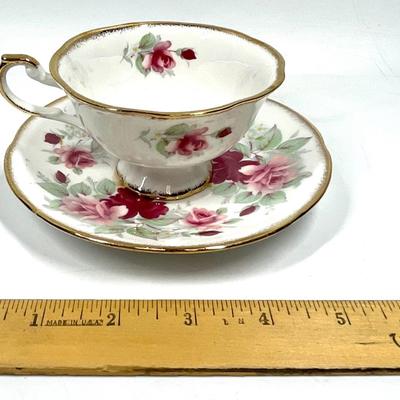 Queen’s Rosina China red rose patterned tea cup and saucer