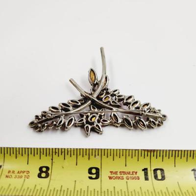 ABSOLUTELY STUNNING VINTAGE FAUX RHINESTONE GOLD TONED BROOCH