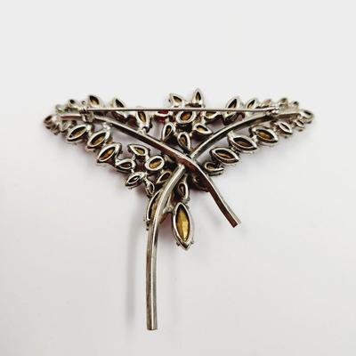 ABSOLUTELY STUNNING VINTAGE FAUX RHINESTONE GOLD TONED BROOCH