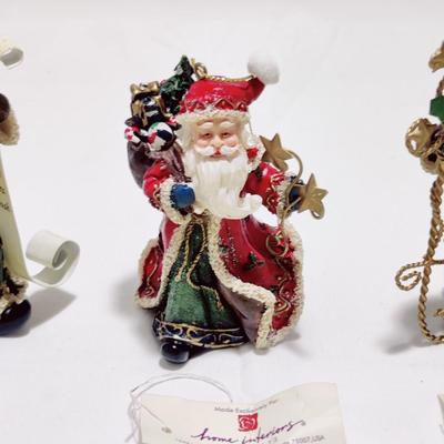 TERRIFIC HOME INTERIORS 3 PC HOLIDAY SANTA ORNAMENTS SET