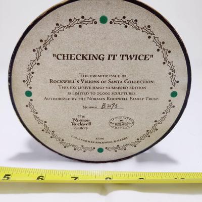 ROCKWELL'S VISIONS OF SANTA COLLECTION "CHECKING IT TWICE" FIGURINE #B2193