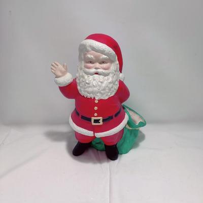 VINTAGE CERAMIC SANTA CLAUS W/ SACK 1973 DUNCAN MOLD FIGURE