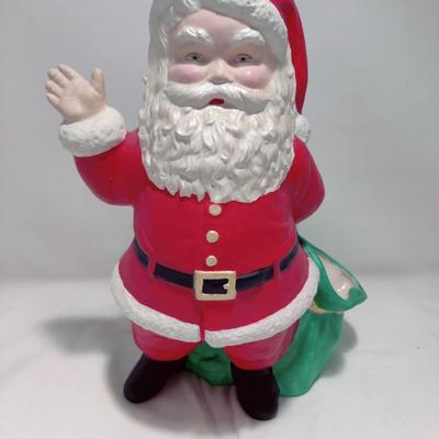VINTAGE CERAMIC SANTA CLAUS W/ SACK 1973 DUNCAN MOLD FIGURE