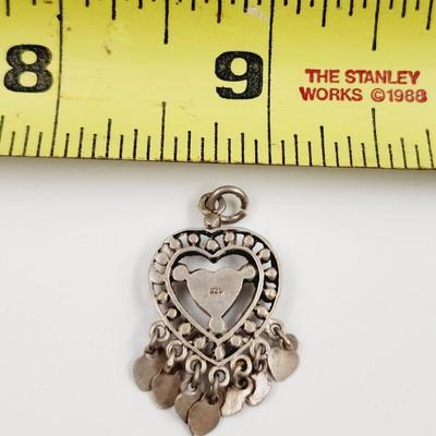 . 925 SILVER & TURQUOISE HEART & CHARMS PENDANT