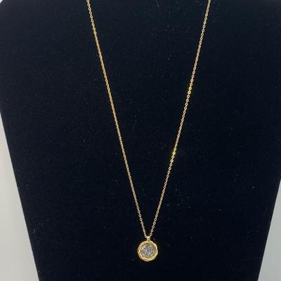 1.36g tw 14k Vicenza Gold Drusy Quartz 18” Pendonton  Necklace (platinum tone)