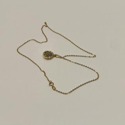 1.36g tw 14k Vicenza Gold Drusy Quartz 18” Pendonton  Necklace (platinum tone)