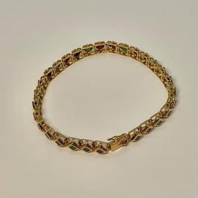 11.71g 14k Ruby, Emerald & Sapphire Bracelet
