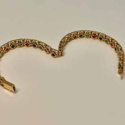 11.71g 14k Ruby, Emerald & Sapphire Bracelet