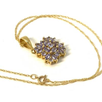 3.62g 14k Tanzanite cluster pendant with 18