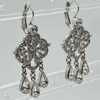 LOT 78: Joan Rivers Holiday Chandelier Leverback Silvertone Earrings