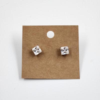 DIAMONDIQUE STERLING GOLD PLATED SIMULATED DIAMOND .30 CARAT EARRINGS