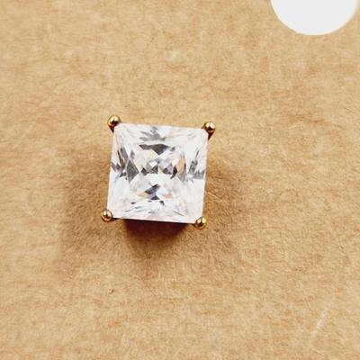 DIAMONDIQUE STERLING GOLD PLATED SIMULATED DIAMOND .30 CARAT EARRINGS