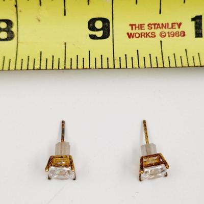 DIAMONDIQUE STERLING GOLD PLATED SIMULATED DIAMOND .30 CARAT EARRINGS